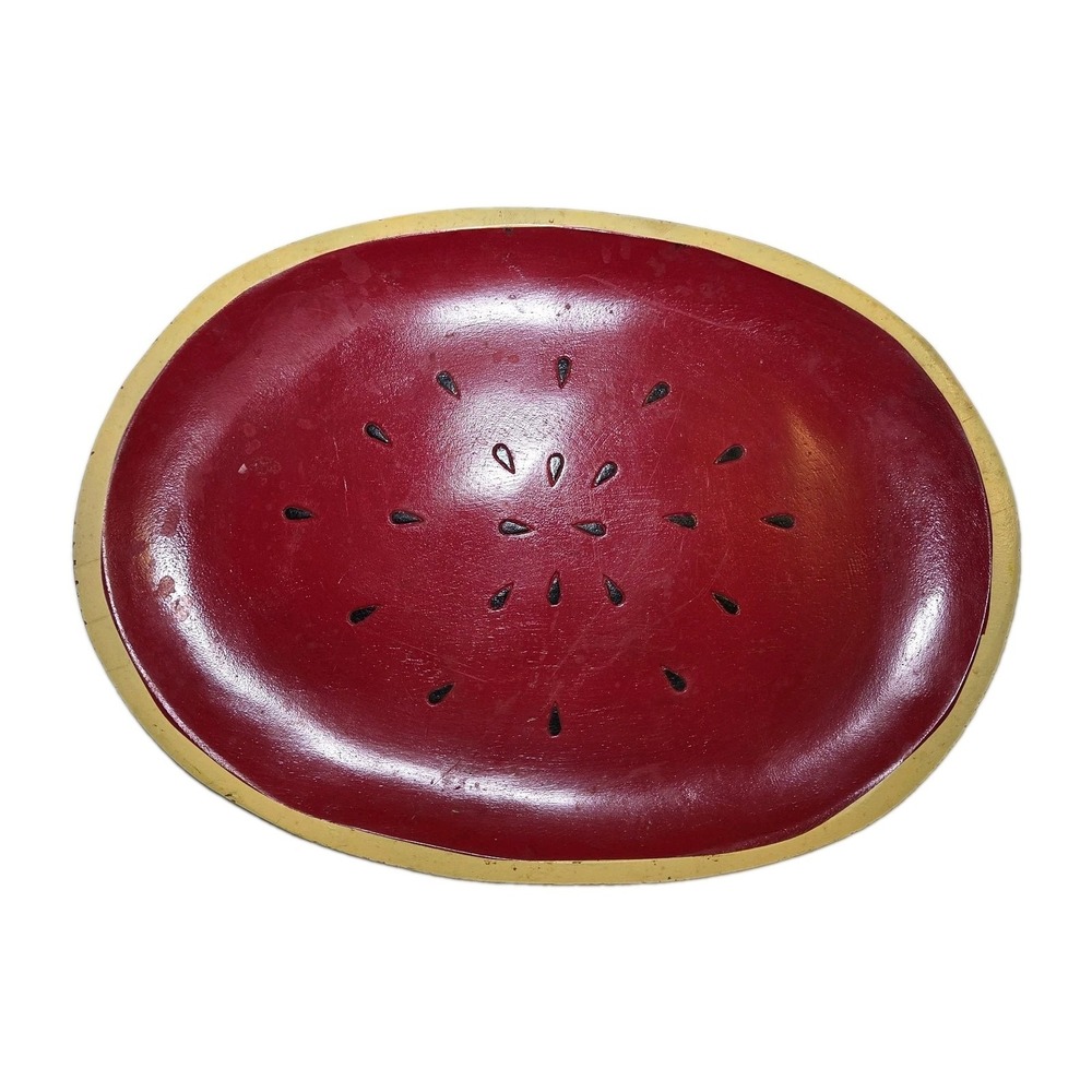 Vintage Wooden Painted Watermelon‎ Serving Plate